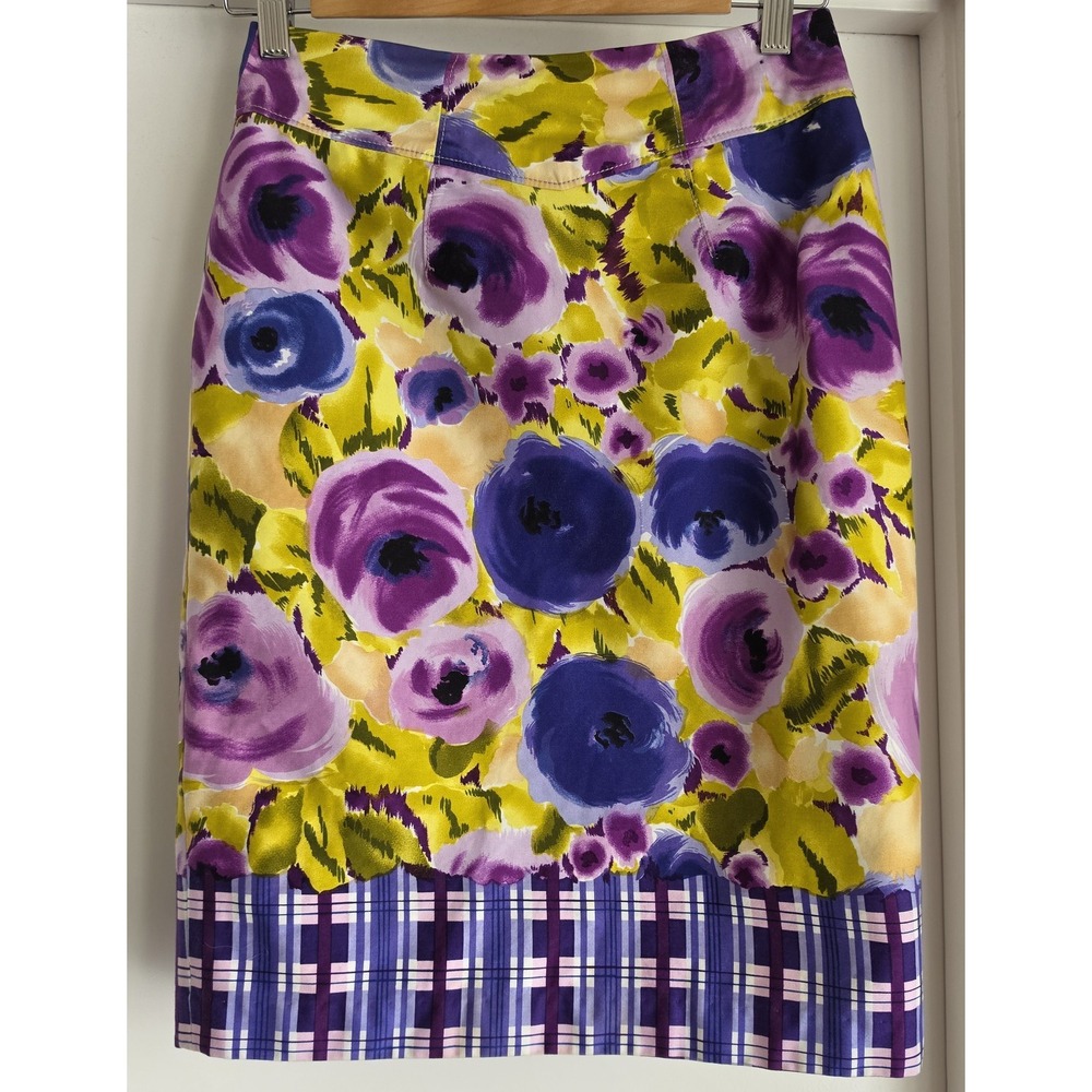 Baraschi Floral Mini Skirt Size 2 Multicolor Boho Wrap A-Line Women Skater